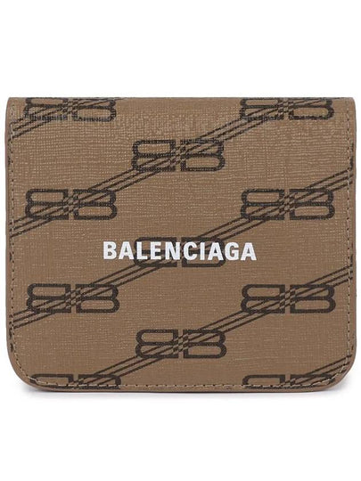 BB Monogram Coin Pocket Flap Half Wallet Brown - BALENCIAGA - BALAAN 2