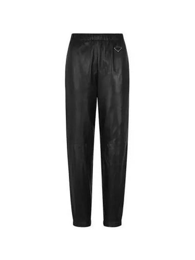 Pants Triangle Logo Leather Jogger Black - PRADA - BALAAN 1