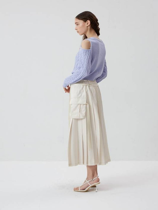 Leather block pleated skirt CREAM - REAL ME ANOTHER ME - BALAAN 2