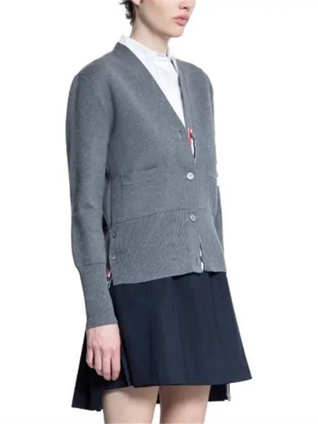 Cotton 4-Bar Milano Classic V-Neck Cardigan Medium Grey - THOM BROWNE - BALAAN 3