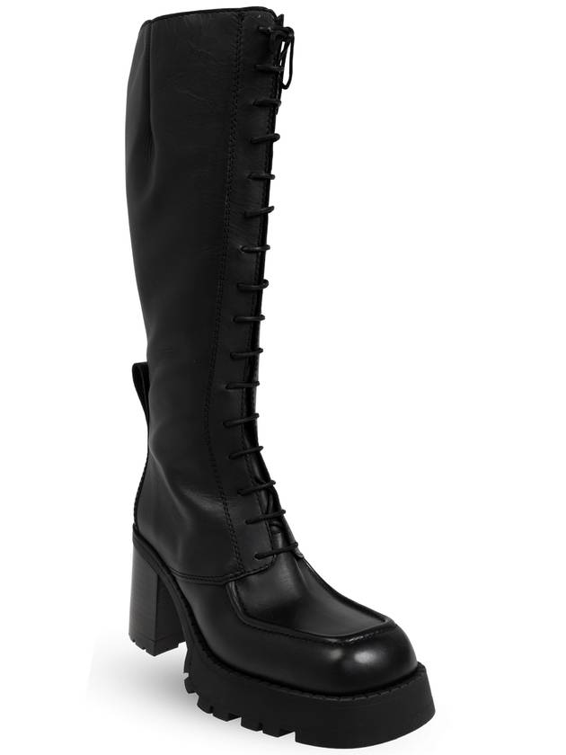 Miista Knee-high Lace-up Boots Grit, Women's, Black - MIISTA - BALAAN 4