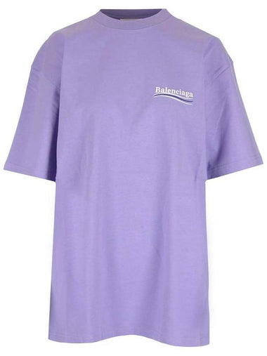 Wave Logo Political Campaign Large Fit Short Sleeve T-Shirt Purple - BALENCIAGA - BALAAN 1