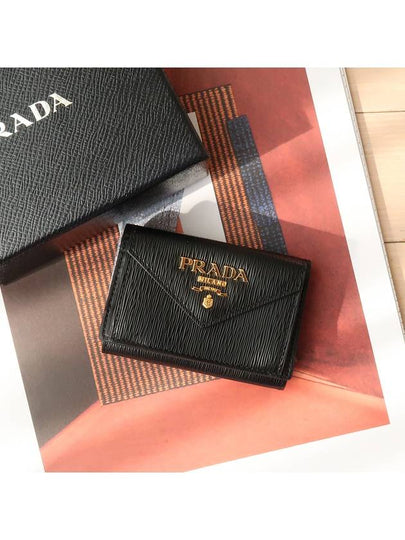 Vitello Move Logo 3-fold Bifold Wallet Black - PRADA - BALAAN 2