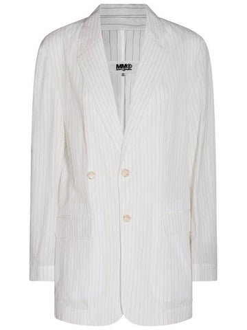 MM6 WHITE COTTON BLAZER S52BN0110S76431001F - MAISON MARGIELA - BALAAN 1