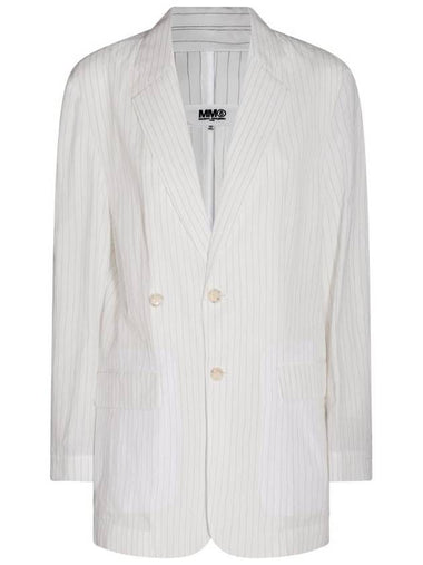 MM6 WHITE COTTON BLAZER S52BN0110S76431001F - MAISON MARGIELA - BALAAN 1