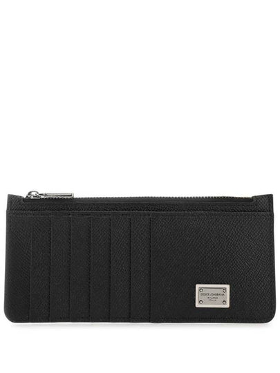 Logo Tag Calfskin Card Wallet Black - DOLCE&GABBANA - BALAAN 2