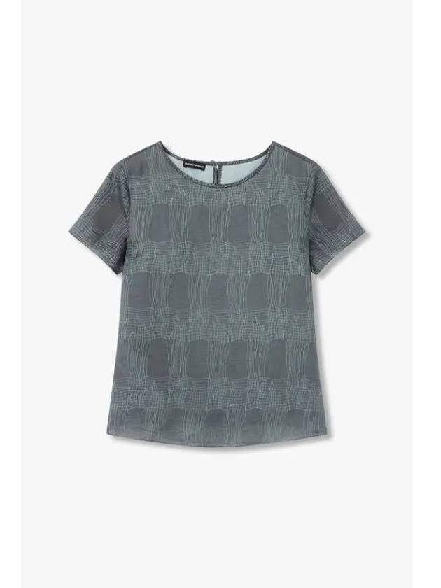 Women s Stitch Pattern Short Sleeve Top Dark Green - EMPORIO ARMANI - BALAAN 1