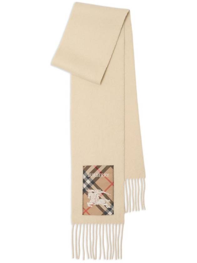 Check Label Cashmere Fringe Scarf Nutmeg - BURBERRY - BALAAN 1