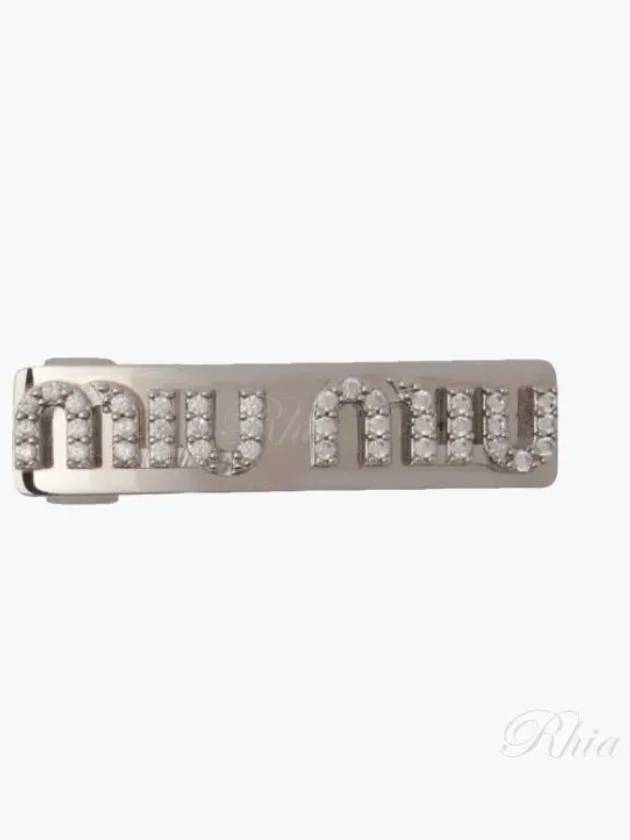 Crystal Metal Hair Clip Silver - MIU MIU - BALAAN 2