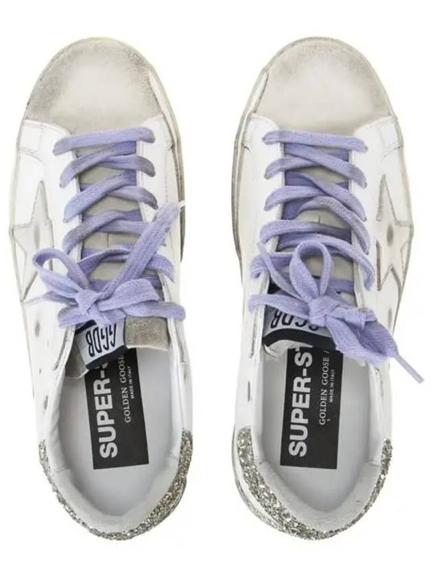 Superstar Glitter Tab Leather Low Top Sneakers Silver White - GOLDEN GOOSE - BALAAN 6