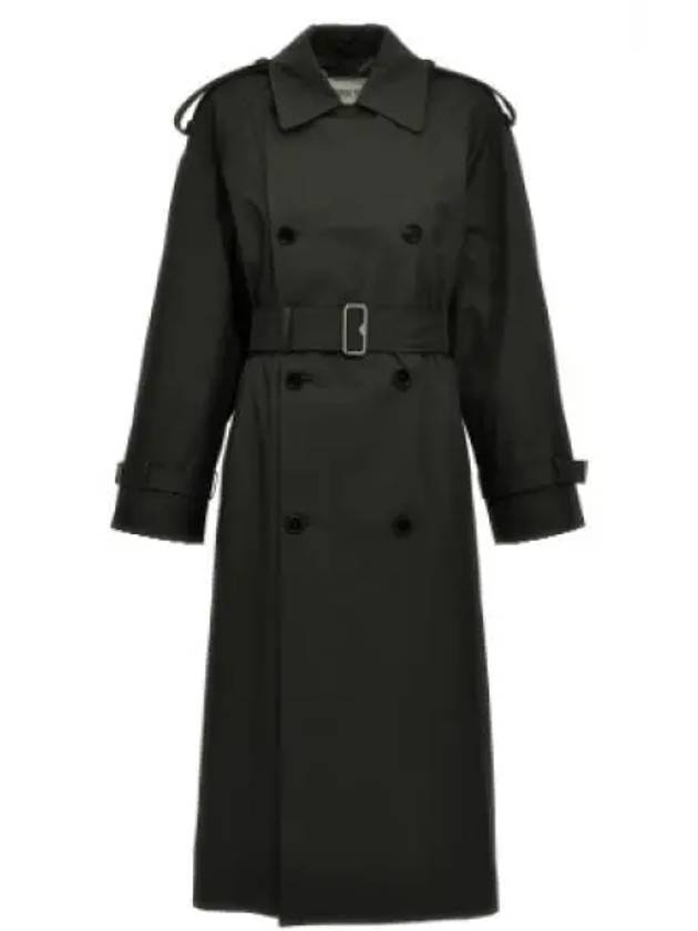 Long Gabardine Trench Coat Black - BURBERRY - BALAAN 2