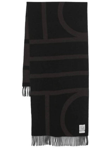 Intarsia Monogram Wool Muffler Black - TOTEME - BALAAN 1