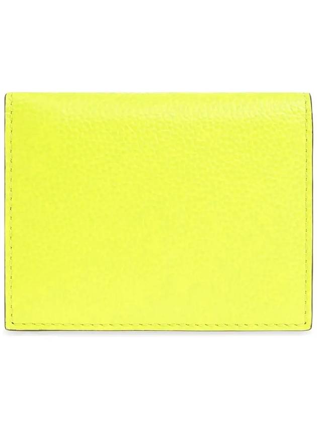 Embroidered Logo Leather Half Wallet Yellow - MARNI - BALAAN 4