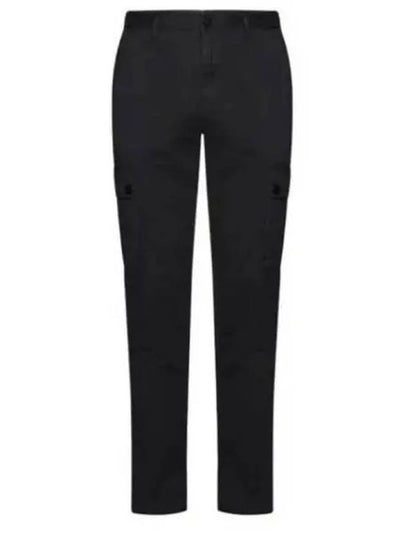 Garment Dyed Old Effect Stretch Broken Twill Cotton Cargo Pants Black - STONE ISLAND - BALAAN 2