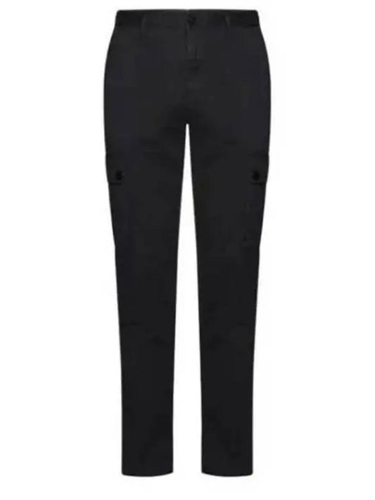 Garment Dyed Old Effect Stretch Broken Twill Cotton Cargo Pants Black - STONE ISLAND - BALAAN 2