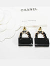 Metal Resin Quilted Turnlock Chain Bag Earrings Gold Black - CHANEL - BALAAN 6