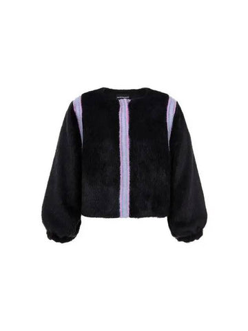 ARMANI BRAND DAY 10% 5 18 5 19 Women's Cropped Line Trim Fur Jacket Black 271890 - EMPORIO ARMANI - BALAAN 1