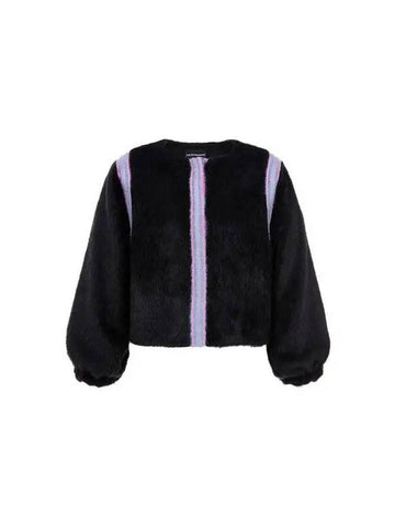 Women s Cropped Line Trim Fur Jacket Black 271600 - EMPORIO ARMANI - BALAAN 1