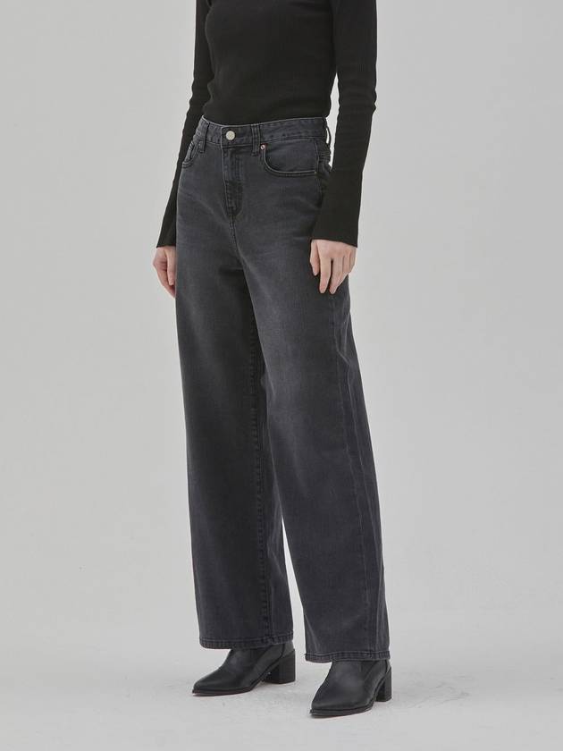 RYUL+WAI: Denim Wide Straight Pants Black - RYUL+WAI: - BALAAN 1