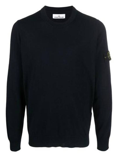 Regular Fit Crew Neck Wool Knit Top Navy - STONE ISLAND - BALAAN 2