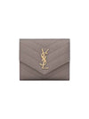 Monogram Cassandra Matelasse Half Wallet Grey - SAINT LAURENT - BALAAN 1