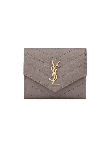 Monogram Cassandra Matelasse Half Wallet Grey - SAINT LAURENT - BALAAN 1