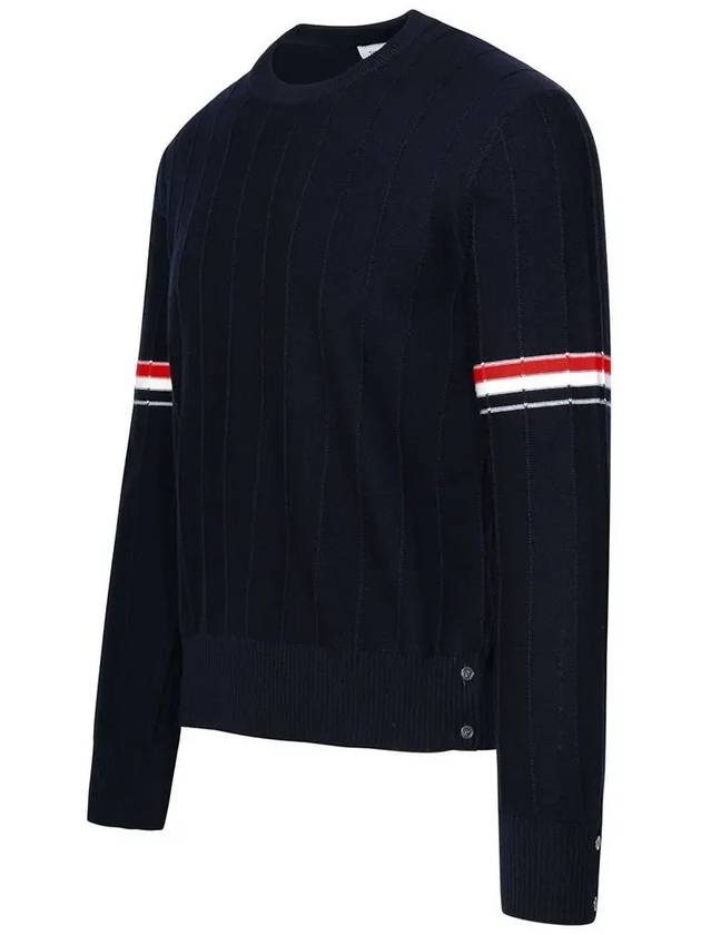 Wool Relaxed Pullover Knit Top Navy - THOM BROWNE - BALAAN 3