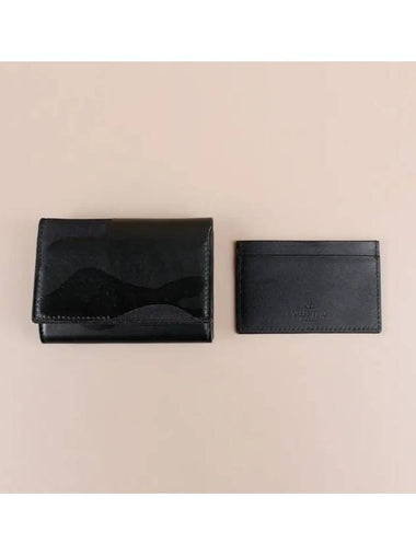 Camouflage 2in1 Military Card Wallet Black QY2P0613TFN - VALENTINO - BALAAN 1