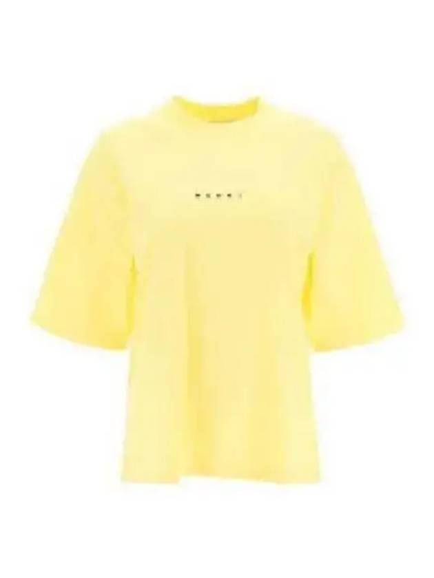 Logo Cotton Short Sleeve T-Shirt Yellow - MARNI - BALAAN 2