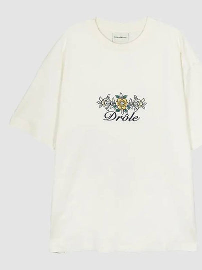 Floral Logo Short Sleeve T-Shirt Cream - DROLE DE MONSIEUR - BALAAN 2