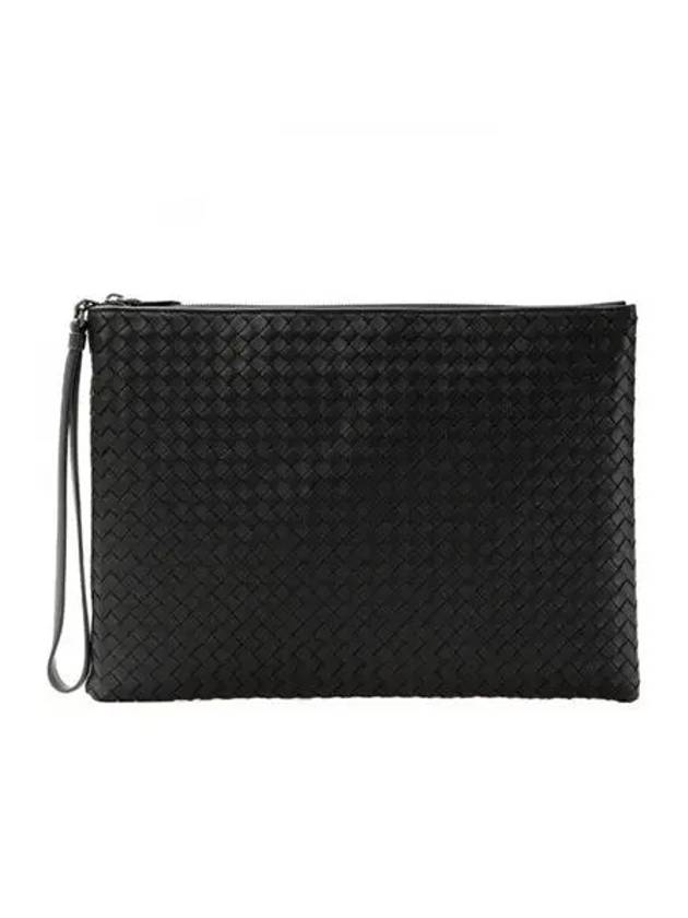 Intrecciato Strap Clutch Bag Black - BOTTEGA VENETA - BALAAN 2