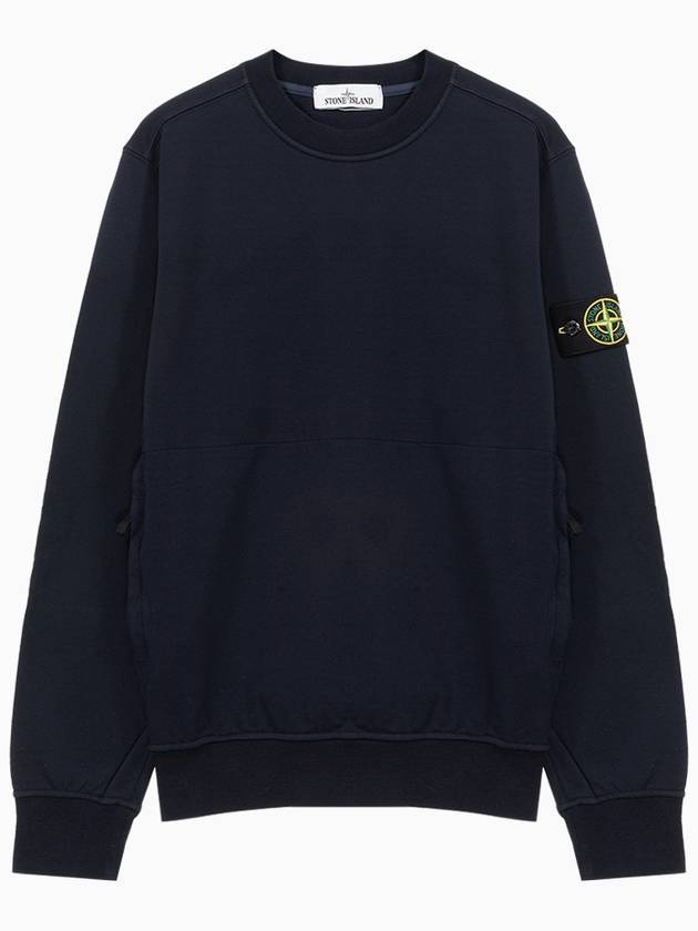 Waffen Patch Cotton Stretch Fleece Sweatshirt Navy - STONE ISLAND - BALAAN 1