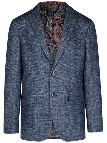 Etro 'Roma' Blue Wool Blend Blazer - ETRO - BALAAN 1