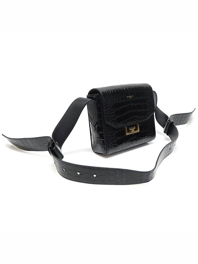 BB50B1B0LK Black Crocodile Embossed Leather Gold Eden Small Shoulder Bag - GIVENCHY - BALAAN 3