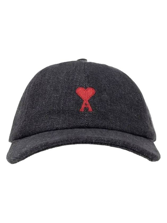 Heart Logo Denim Ball Cap Black - AMI - BALAAN 1