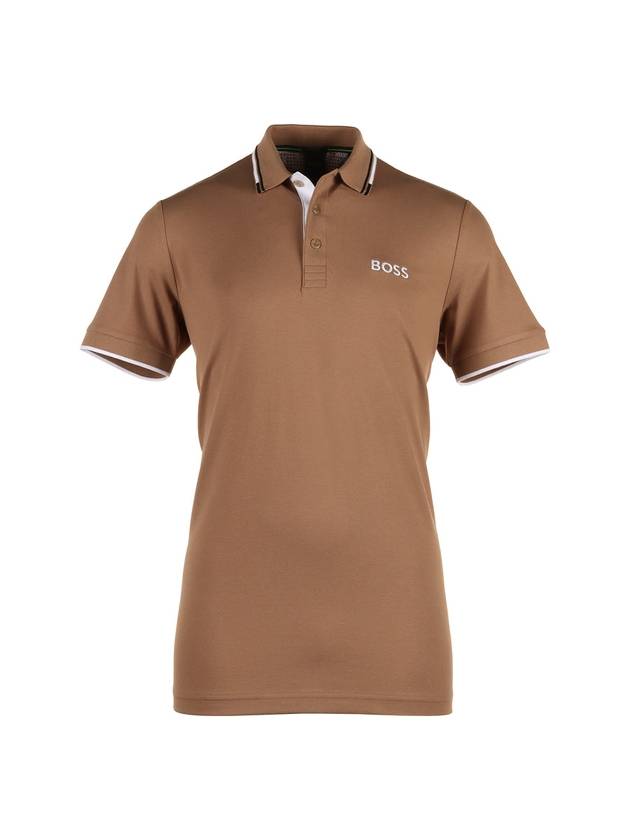 Paddy Striped Cotton Polo Shirt Camel - HUGO BOSS - BALAAN 1