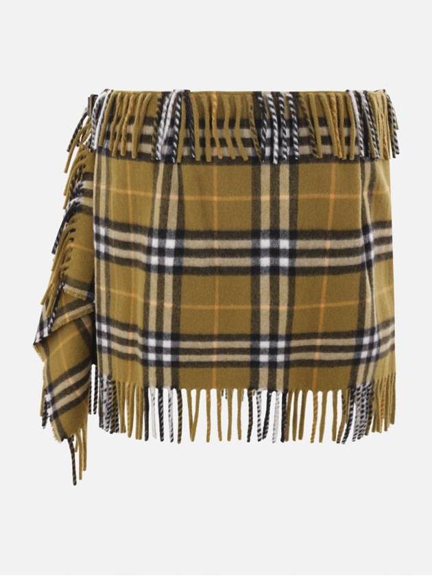 Check Wool Cashmere A-Line Skirt Oxide - BURBERRY - BALAAN 3