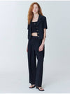 SET_Ribbon button crop jacket_two tuck pants_black - OPENING SUNSHINE - BALAAN 2