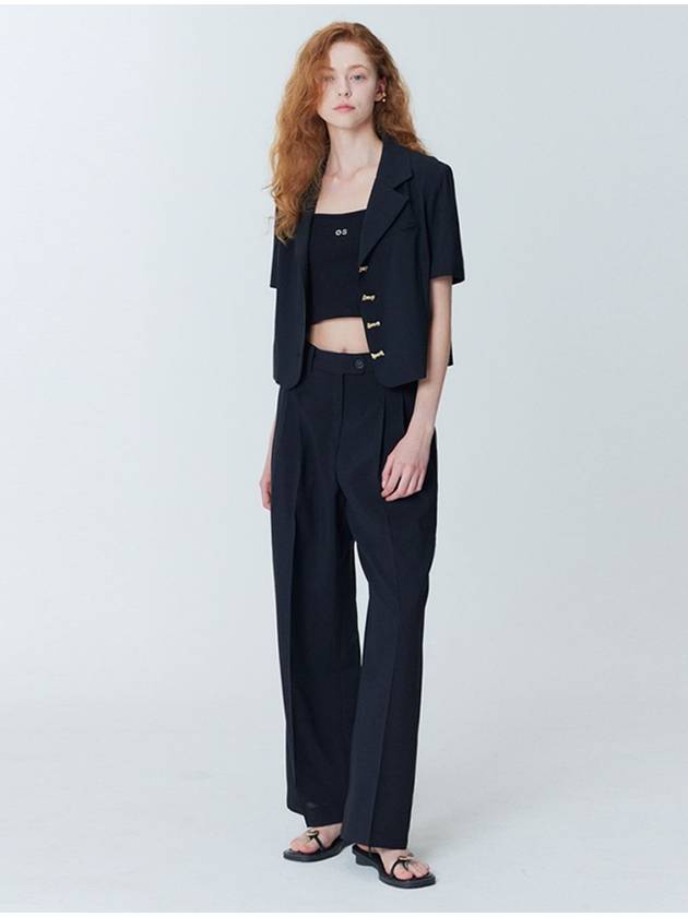 Ribbon button short sleeved crop jacket_black - OPENING SUNSHINE - BALAAN 4