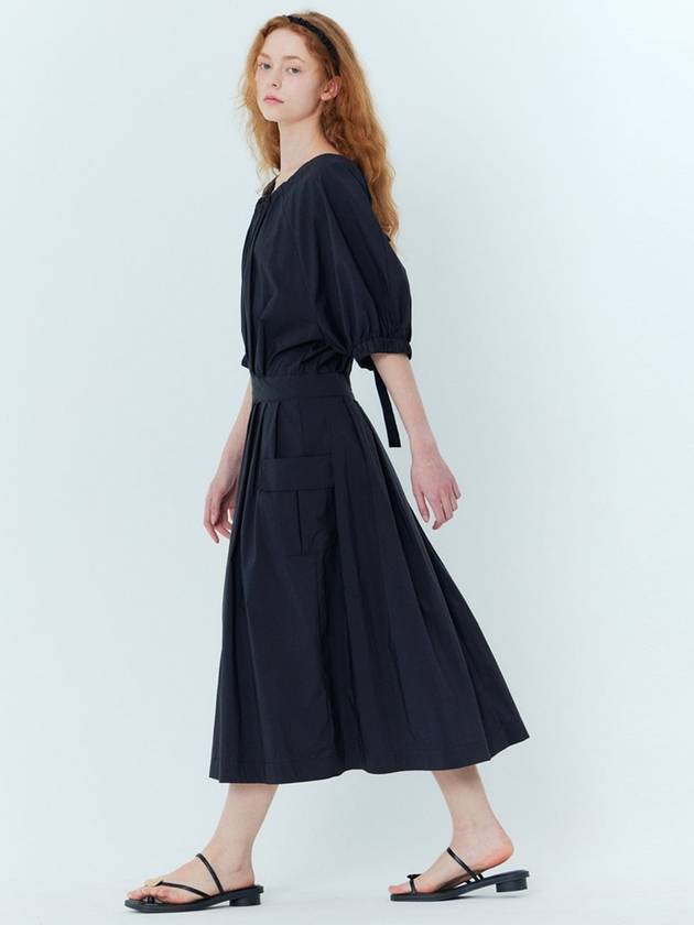 Balloon shirring pleated dress_Black - OPENING SUNSHINE - BALAAN 3