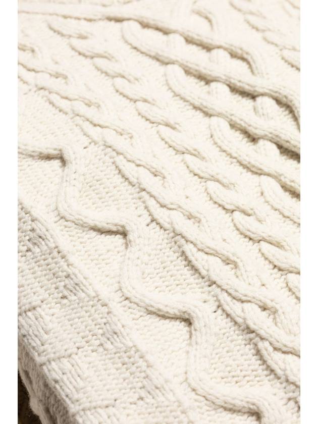 Bottega Veneta Wool Sweater With Decorative Knit Pattern, Women's, Cream - BOTTEGA VENETA - BALAAN 5