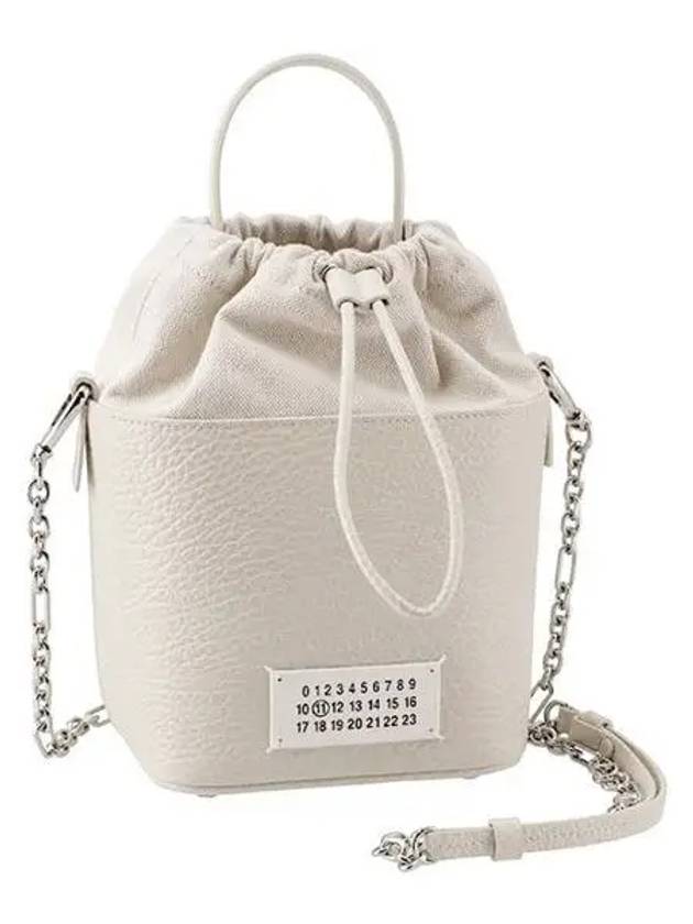 5AC Number Logo Texture Leather Bucket Bag Grey - MAISON MARGIELA - BALAAN 3