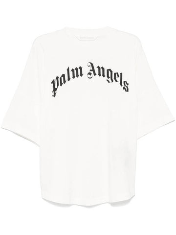 Palm Angels Curved Logo-Print T-Shirt - PALM ANGELS - BALAAN 1