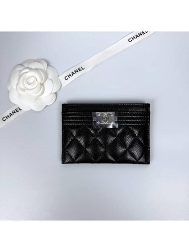 Boy Women Card Wallet Black Silver Caviar A84431 - CHANEL - BALAAN 1