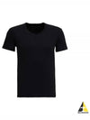 Cotton V-neck Short Sleeve T-Shirt Black - TOM FORD - BALAAN 2