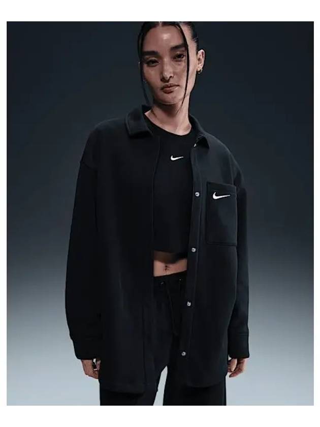 Sportswear Phoenix Fleece Oversized Shirt Jacket Black - NIKE - BALAAN 2