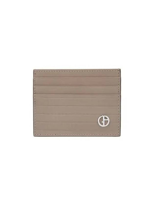 Men s Patterned Leather Card Holder Dark Beige 270198 - GIORGIO ARMANI - BALAAN 1