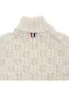 Women's 4 Bar Irish Pointelle Cable Merino Wool Turtleneck White - THOM BROWNE - BALAAN 9