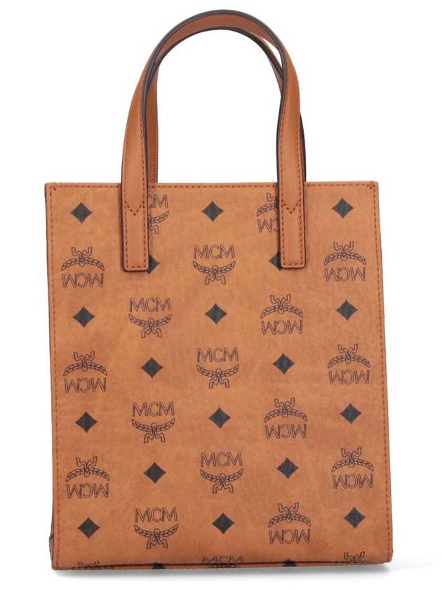 Monogram Print Tote Bag Brown - MCM - BALAAN 3