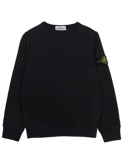 Kids Wappen Patch Organic Cotton Fleece Sweatshirt Black - STONE ISLAND - BALAAN 2